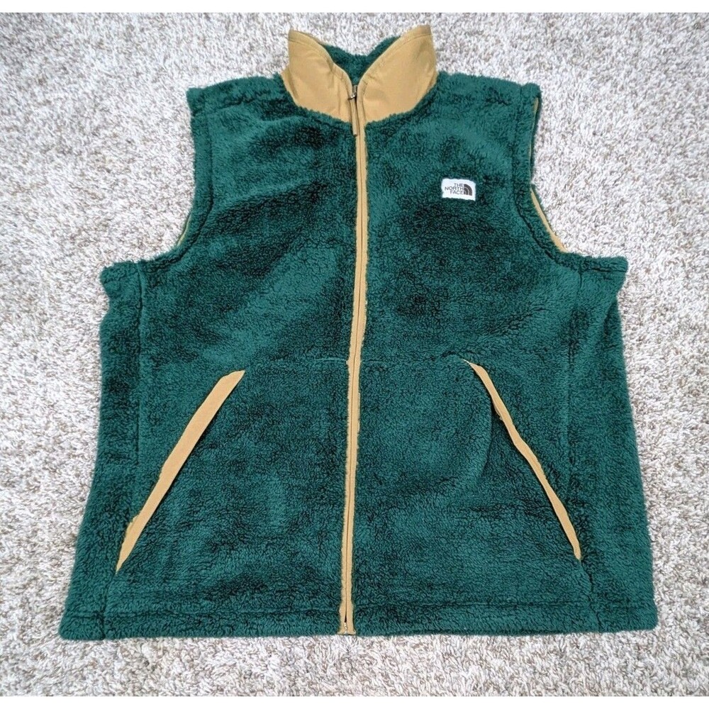 The North Face Campshire Sherpa Vest Mens XL Full Zip Up Green Outdoor Hiking